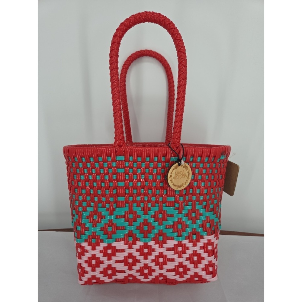 Maria Victoria Small Tote Red Green Colorful Beach Recycled‎ Material